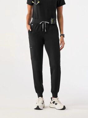 FIGS - Women’s Black Jogger Scrub Pants with Drawstring Waist